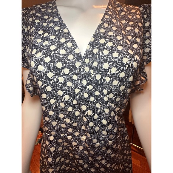 Urban Outfitters Wrap-Front Dress Navy White Size Small - Picture 6 of 12